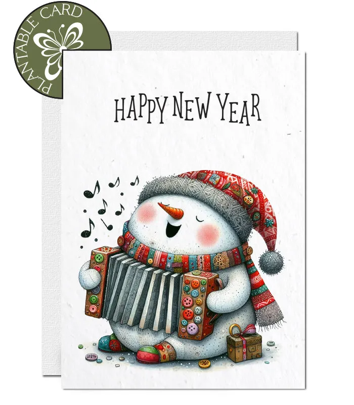 Plantable  New Year Card - The Accordion Player