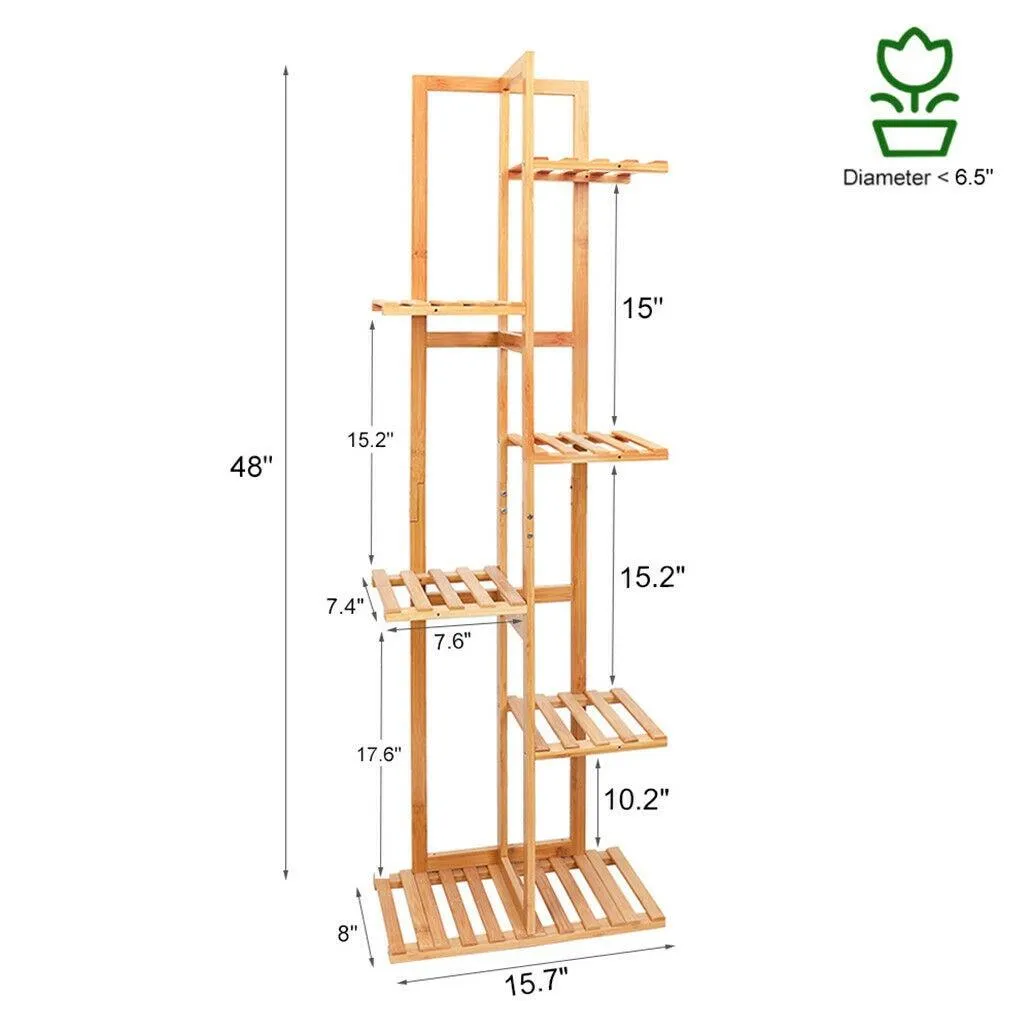 Premium Bamboo Plant Stand - 5/6 Tier for Indoor & Outdoor Use - Patio Garden