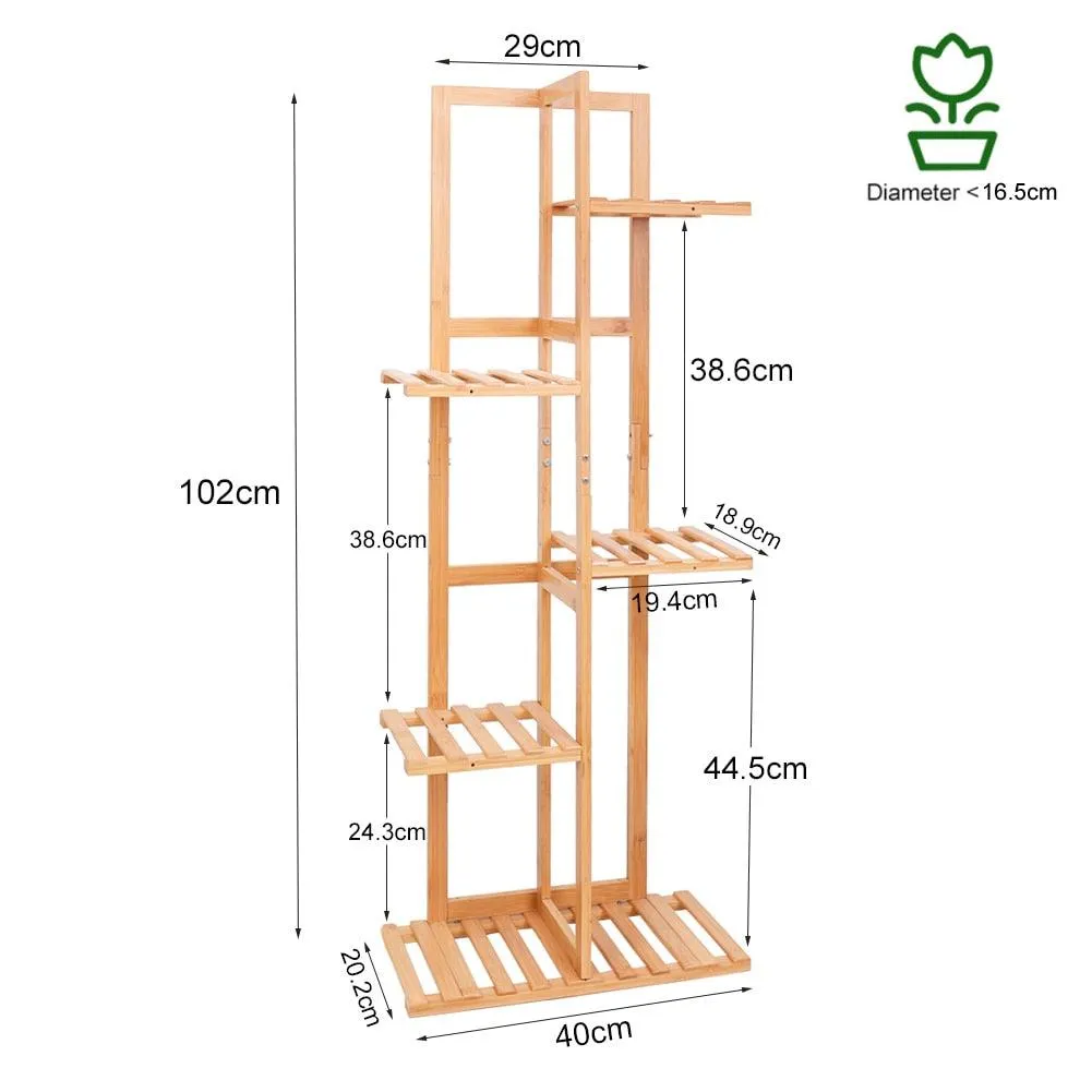 Premium Bamboo Plant Stand - 5/6 Tier for Indoor & Outdoor Use - Patio Garden