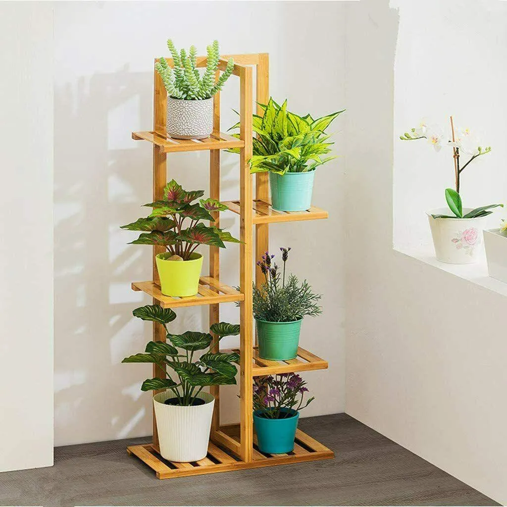 Premium Bamboo Plant Stand - 5/6 Tier for Indoor & Outdoor Use - Patio Garden