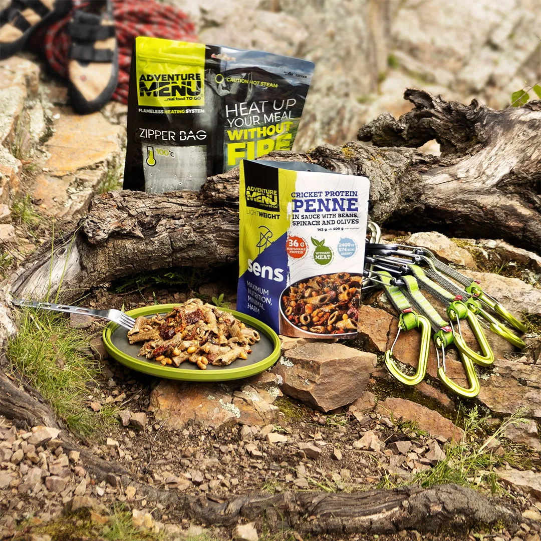 Ready-to-Eat Outdoor Meal with Cricket Protein Penne