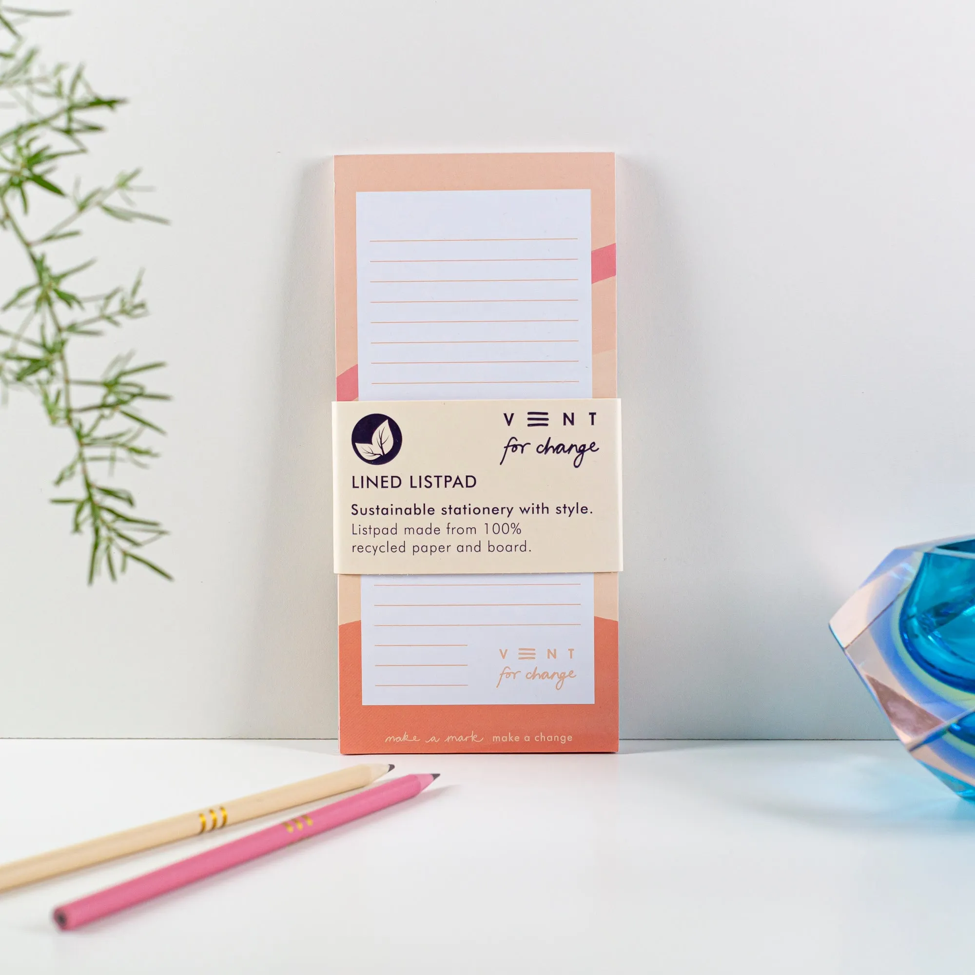 Recycled Paper & Card Slim Ideas Listpad - Pink