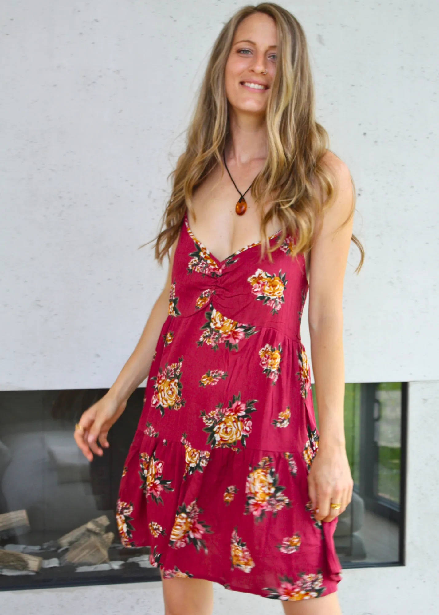 Red Floral Dress