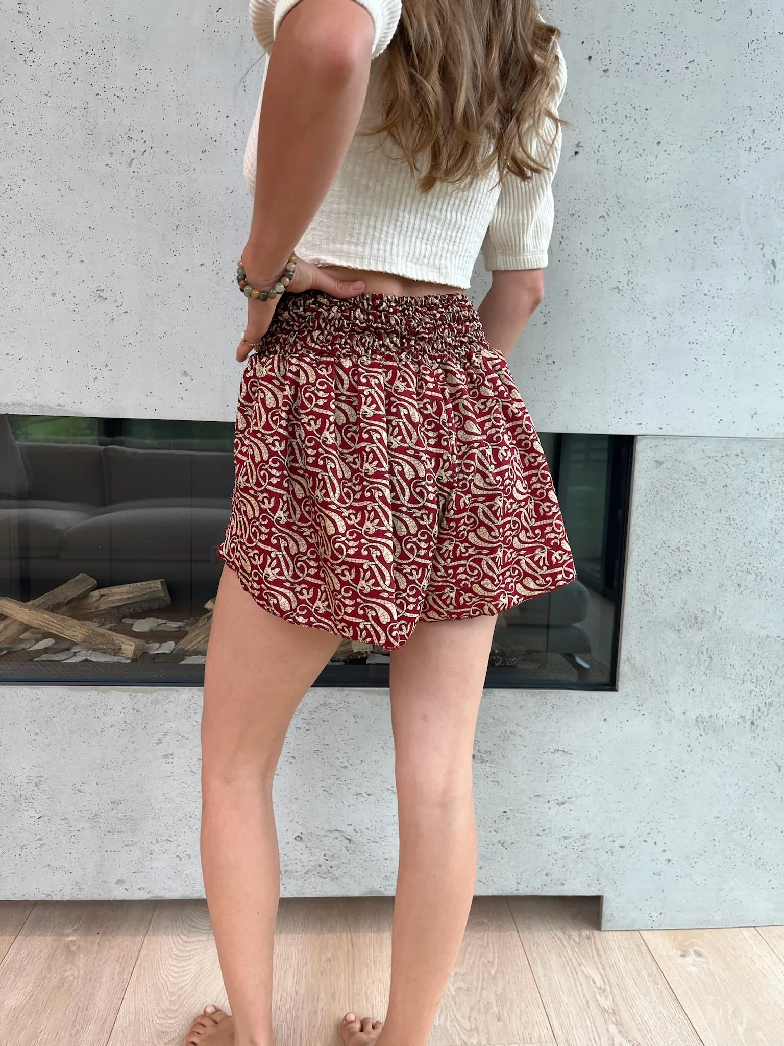 Retro Silk Shorts - Red