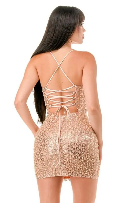 Rose Gold  Sequin Dress