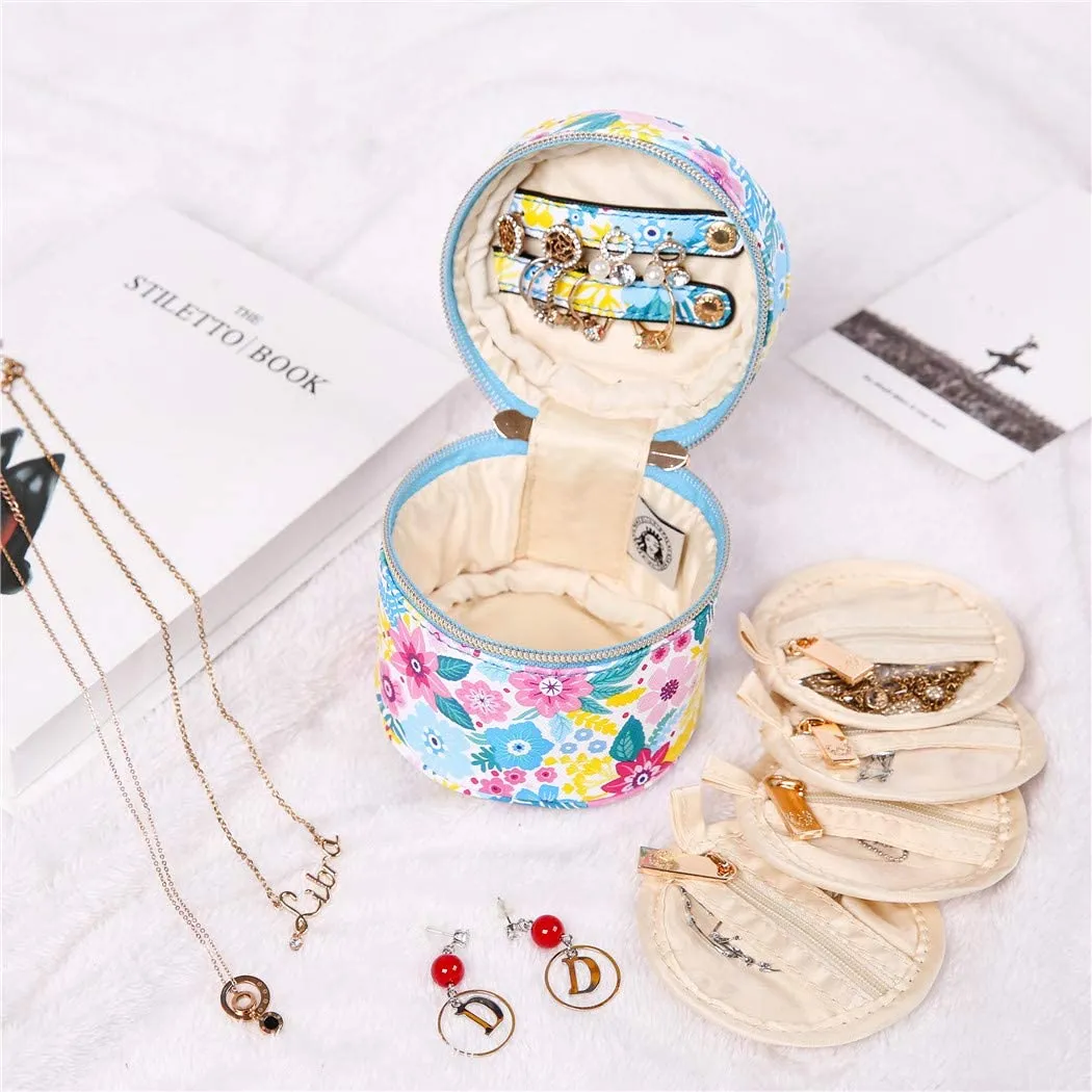 Round Jewelry Case Blossom Blue