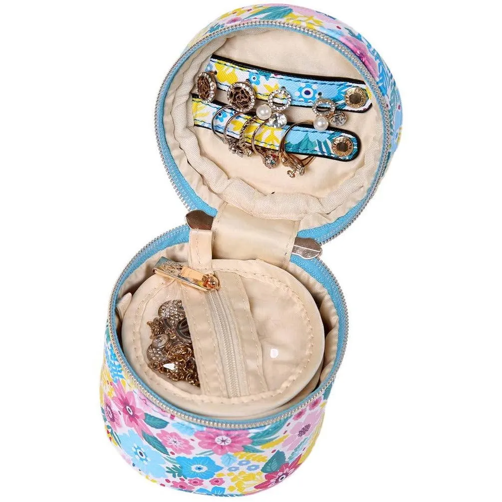 Round Jewelry Case Blossom Blue