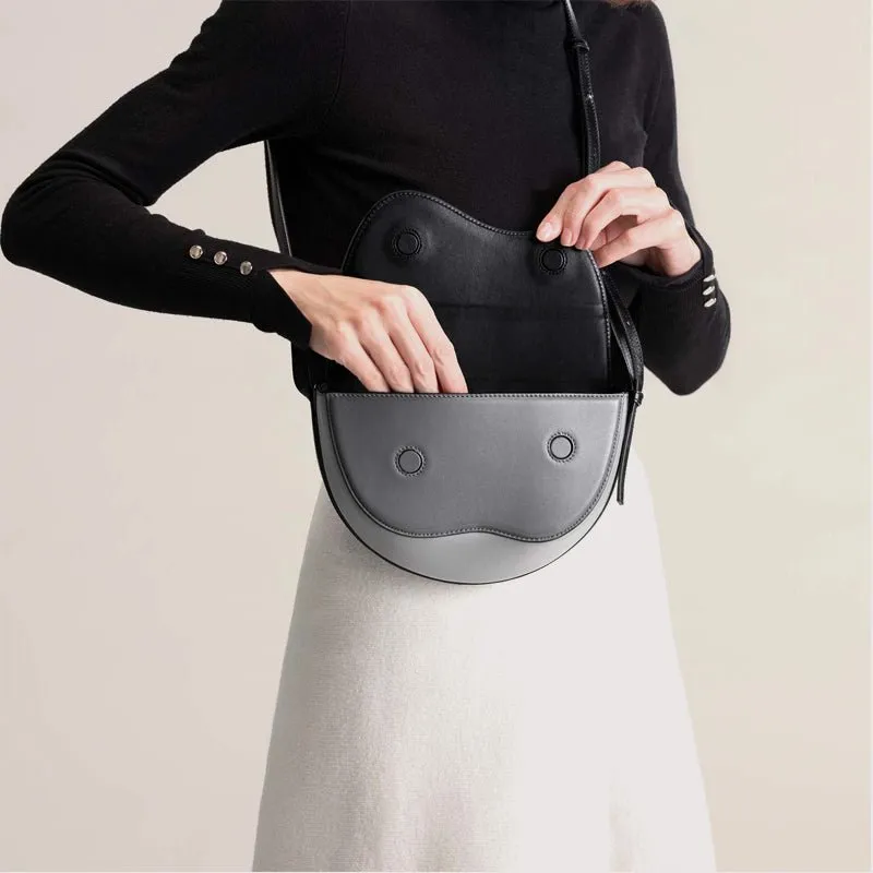 Semicircle Contrast Color Saddle Bag Shoulder Messenger Bag