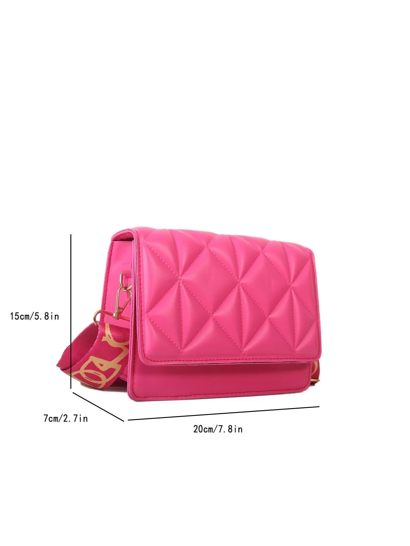 SHEIN Mini Pink Stitched Pu Flap Square Bag