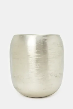 Silver Etched Round Planter