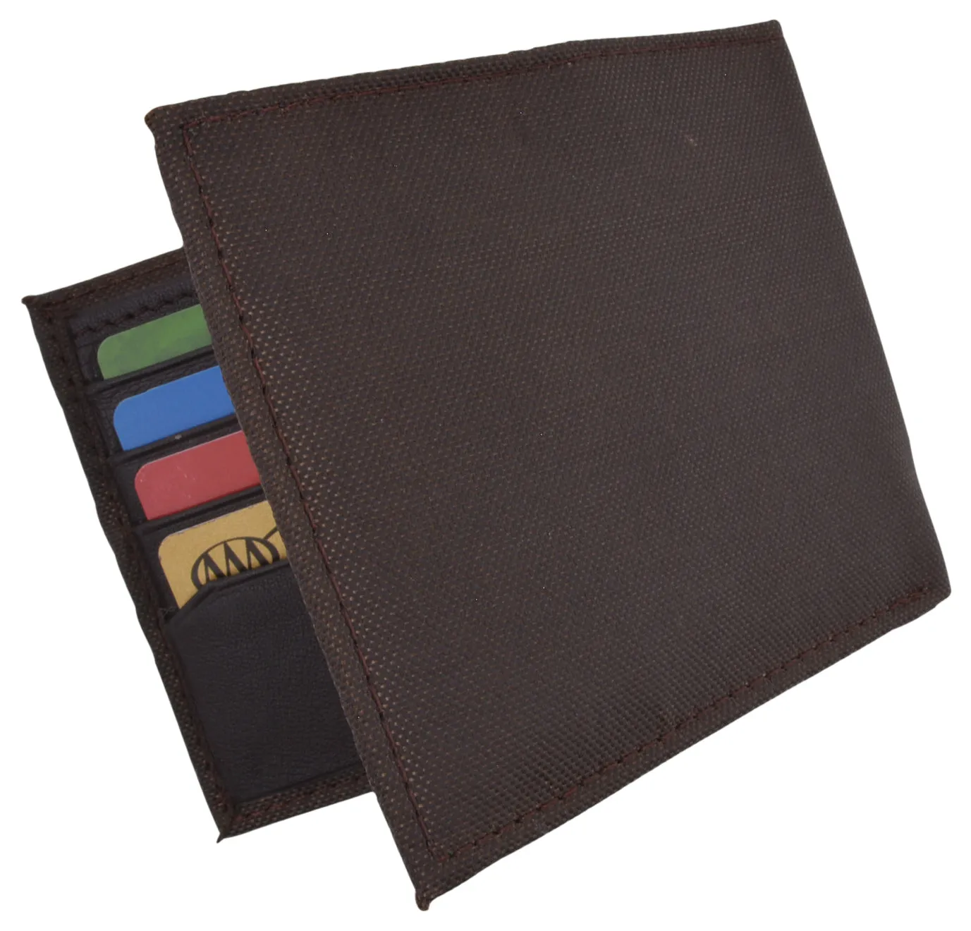 Slim thin nylon bifold credit card id wallet with leather interior