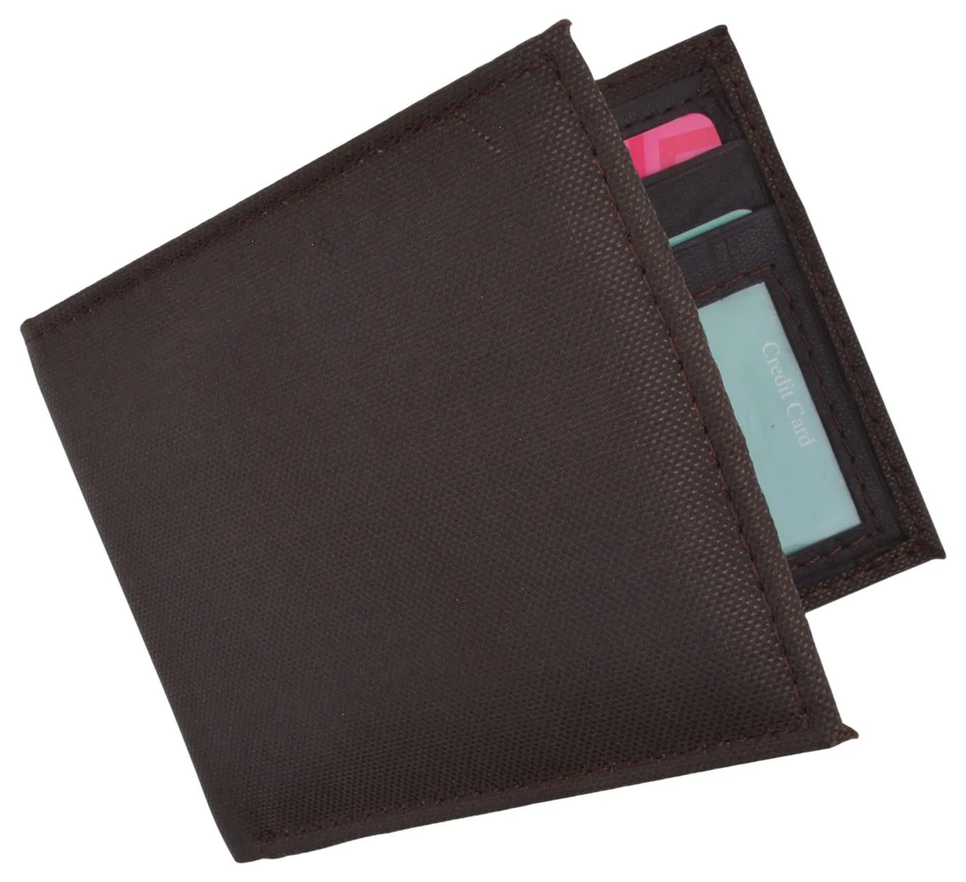 Slim thin nylon bifold credit card id wallet with leather interior