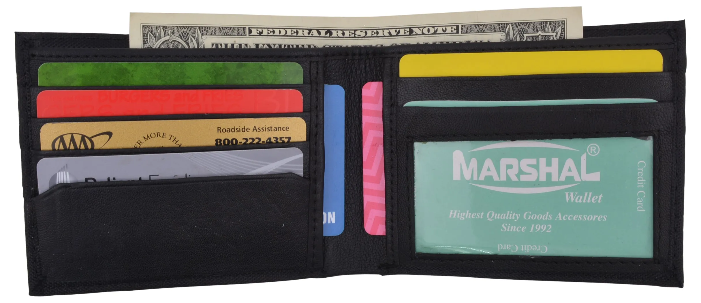 Slim thin nylon bifold credit card id wallet with leather interior