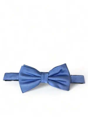 Solid Blue Silk Bow Tie