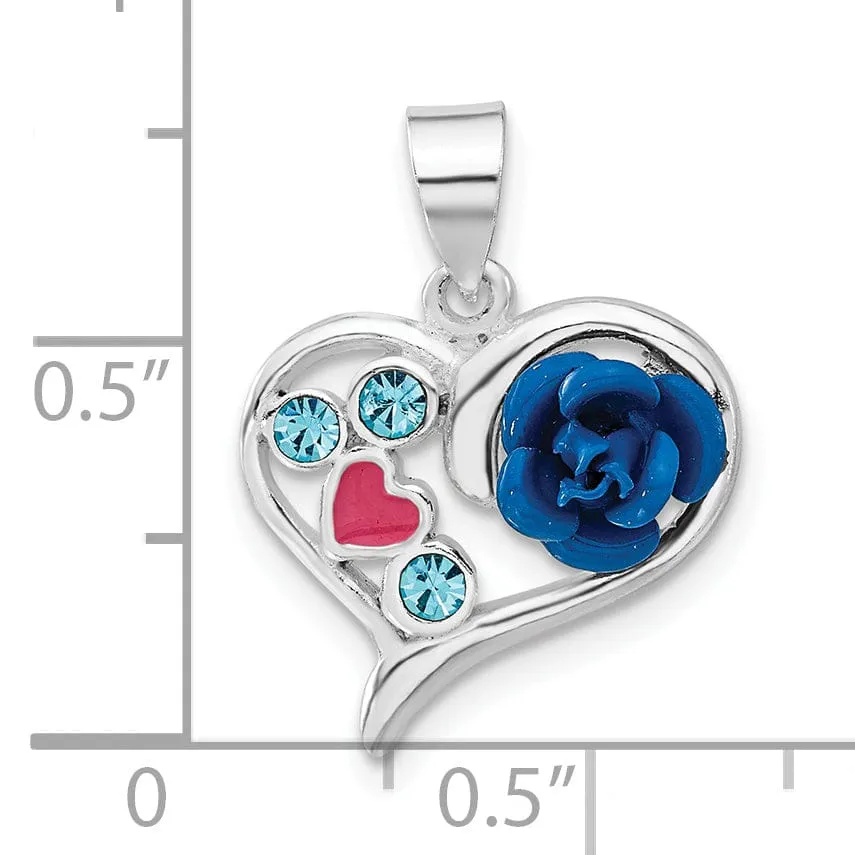 Sterling Silver Enamel Light Blue Charm Pendant