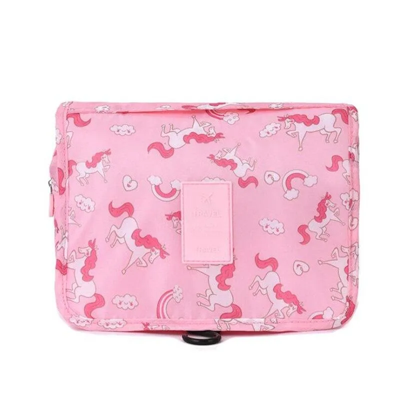 Stylish High Capacity Hanging Women's Nylon Toiletry Bag For Cosmetics