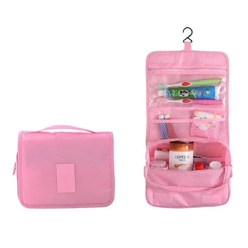 Stylish High Capacity Hanging Women's Nylon Toiletry Bag For Cosmetics