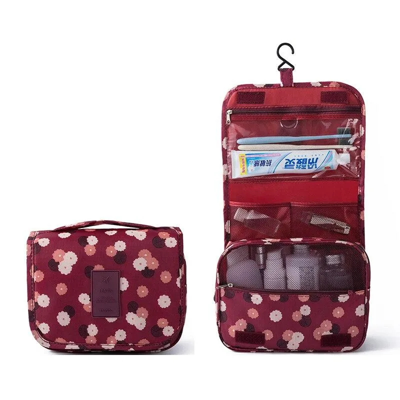 Stylish High Capacity Hanging Women's Nylon Toiletry Bag For Cosmetics