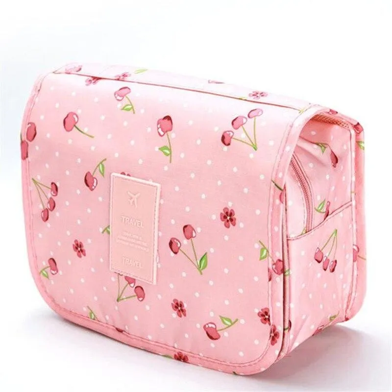 Stylish High Capacity Hanging Women's Nylon Toiletry Bag For Cosmetics