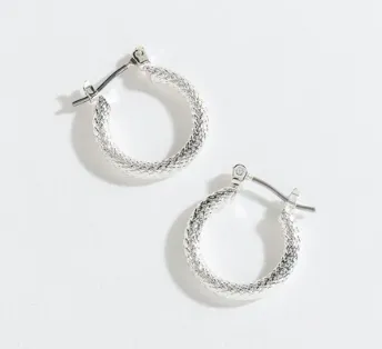 Texture Silver Hoop Earrings