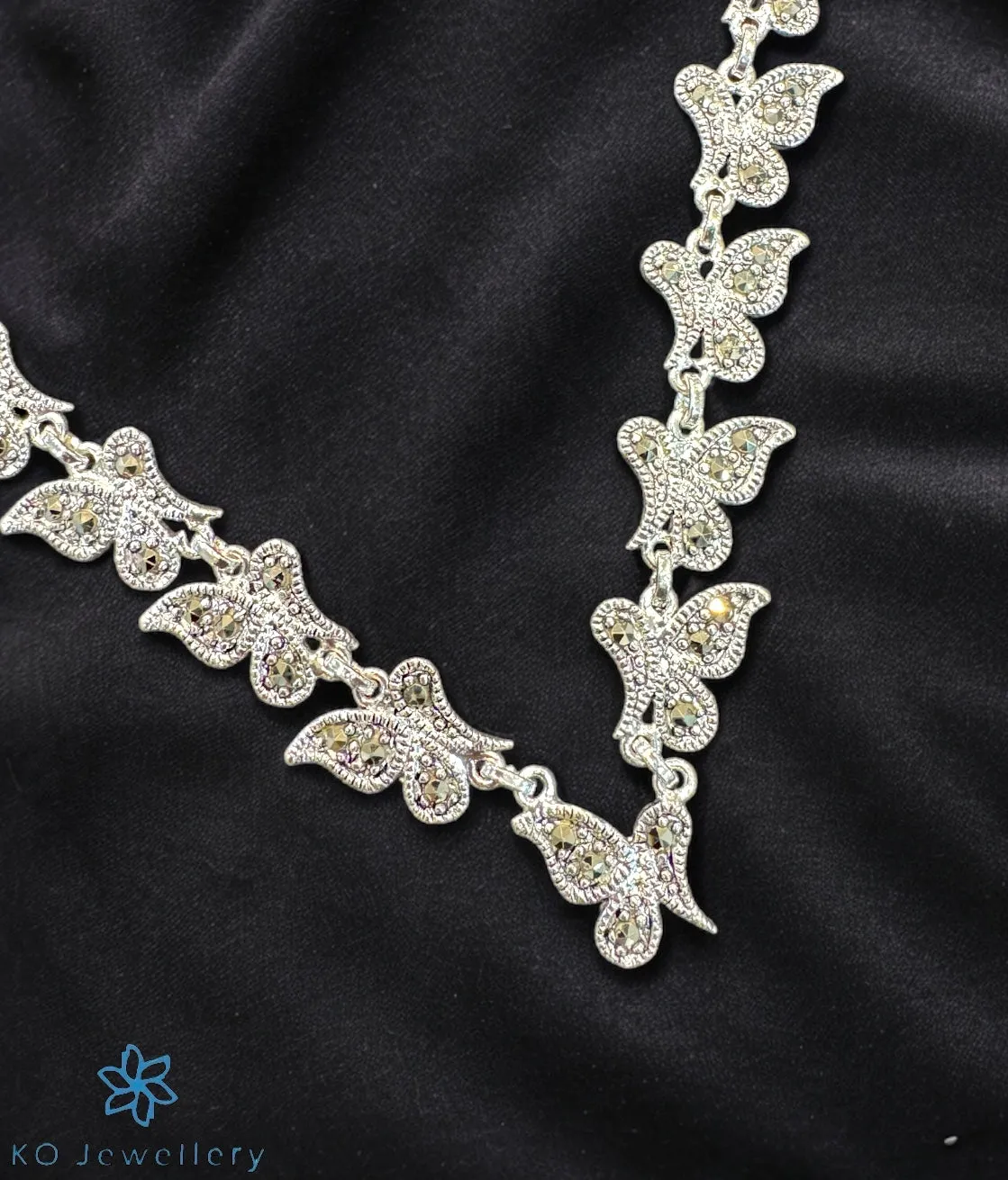 The Butterfly Silver Marcasite Necklace & Earrings Set