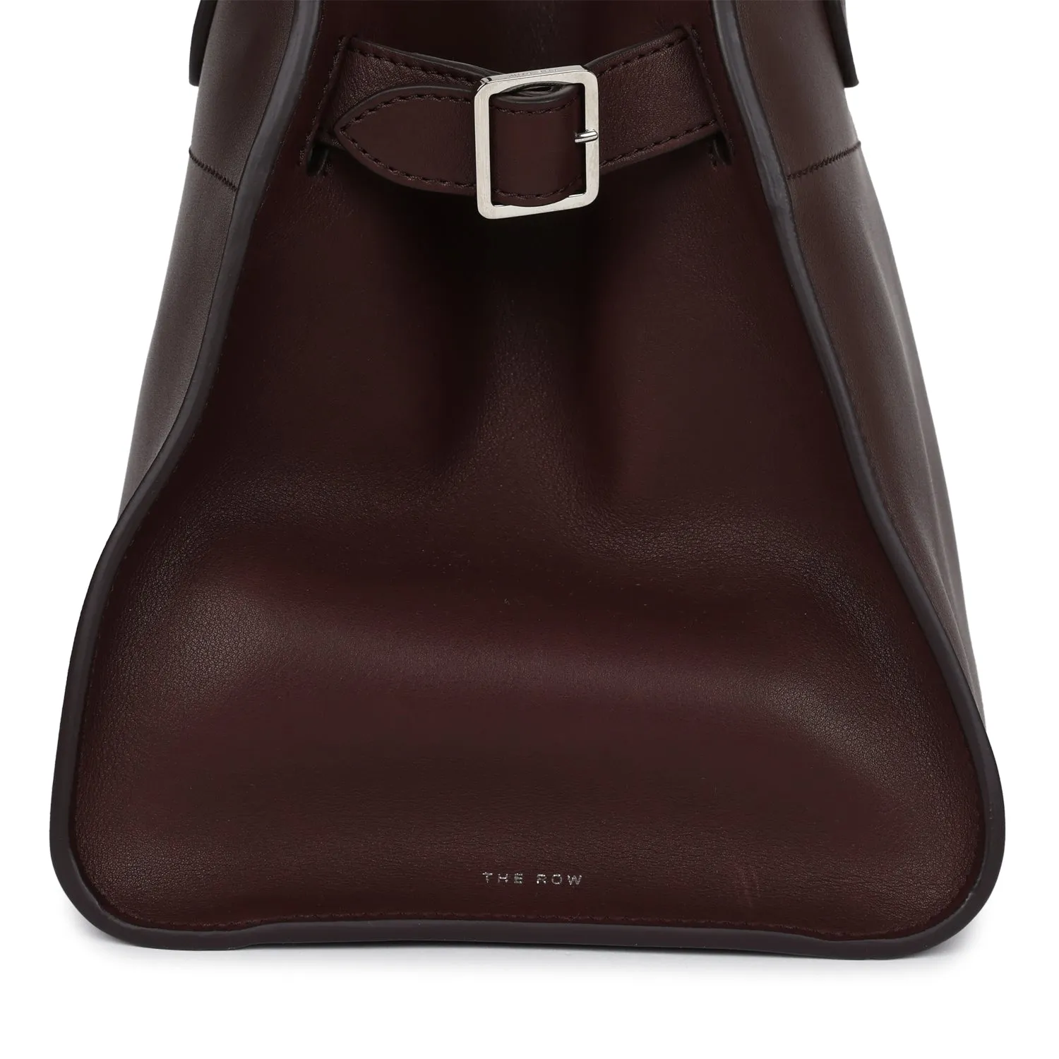 The Row Soft Margaux 12 Bag Dark Brown Saddle Leather Silver Hardware