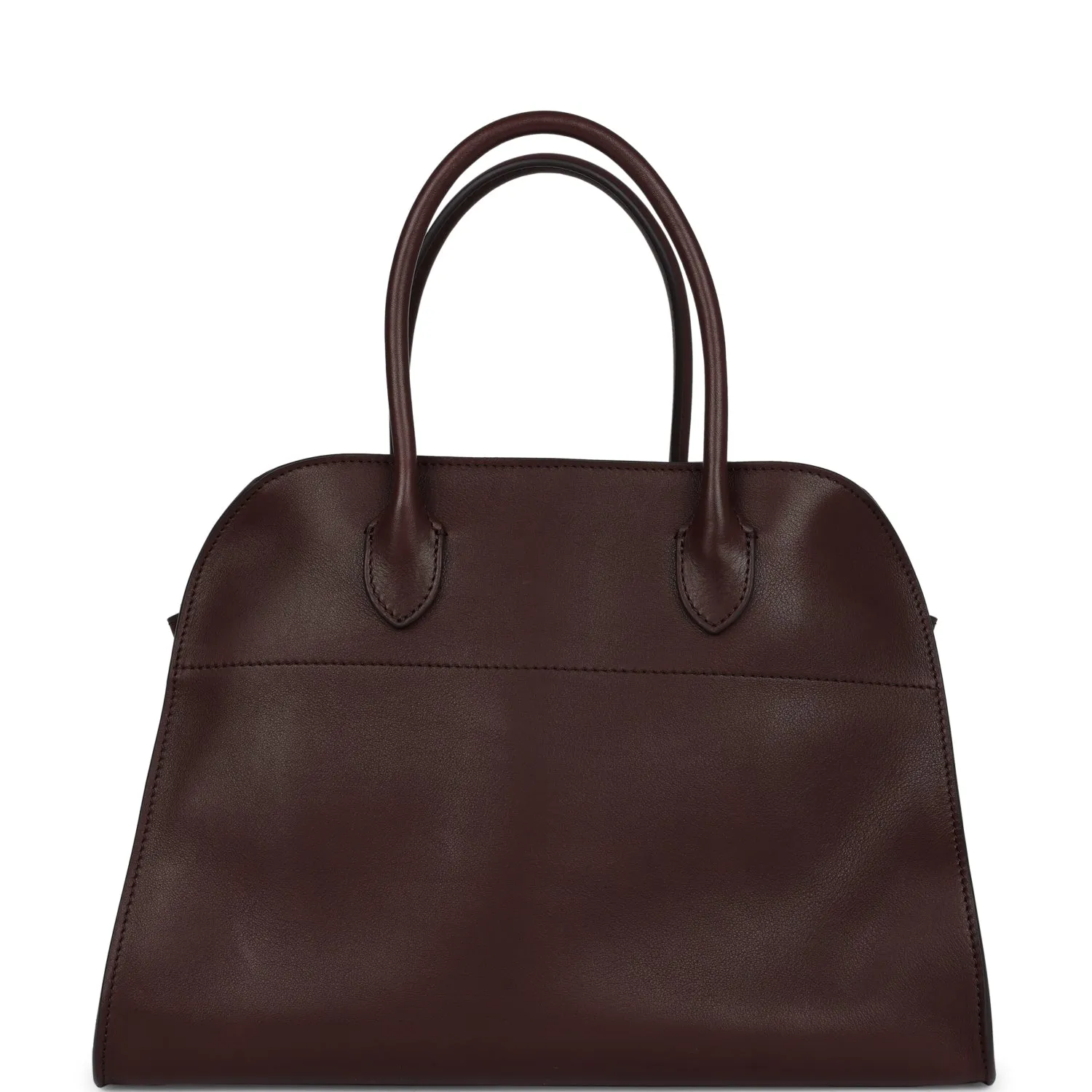 The Row Soft Margaux 12 Bag Dark Brown Saddle Leather Silver Hardware