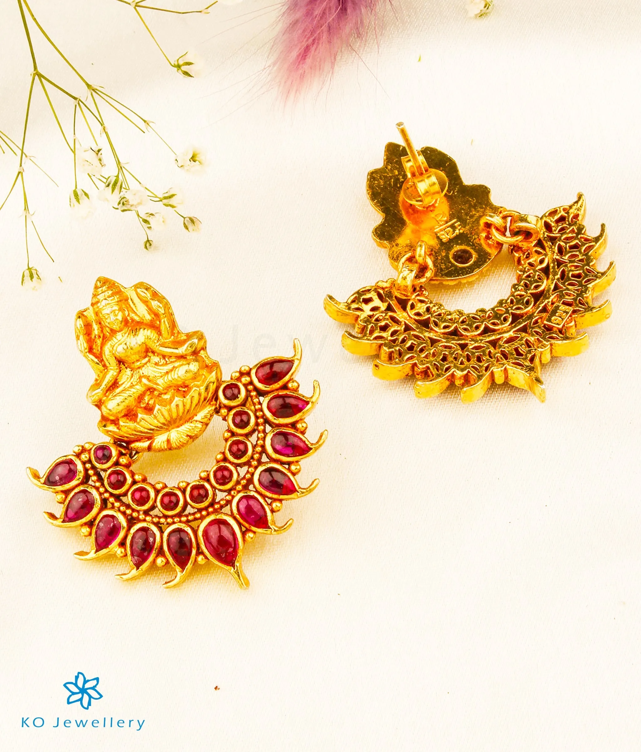 The Shreeja Silver Kempu Lakshmi Earrings