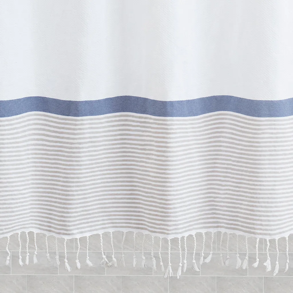 The Stripe Fringe Shower Curtain