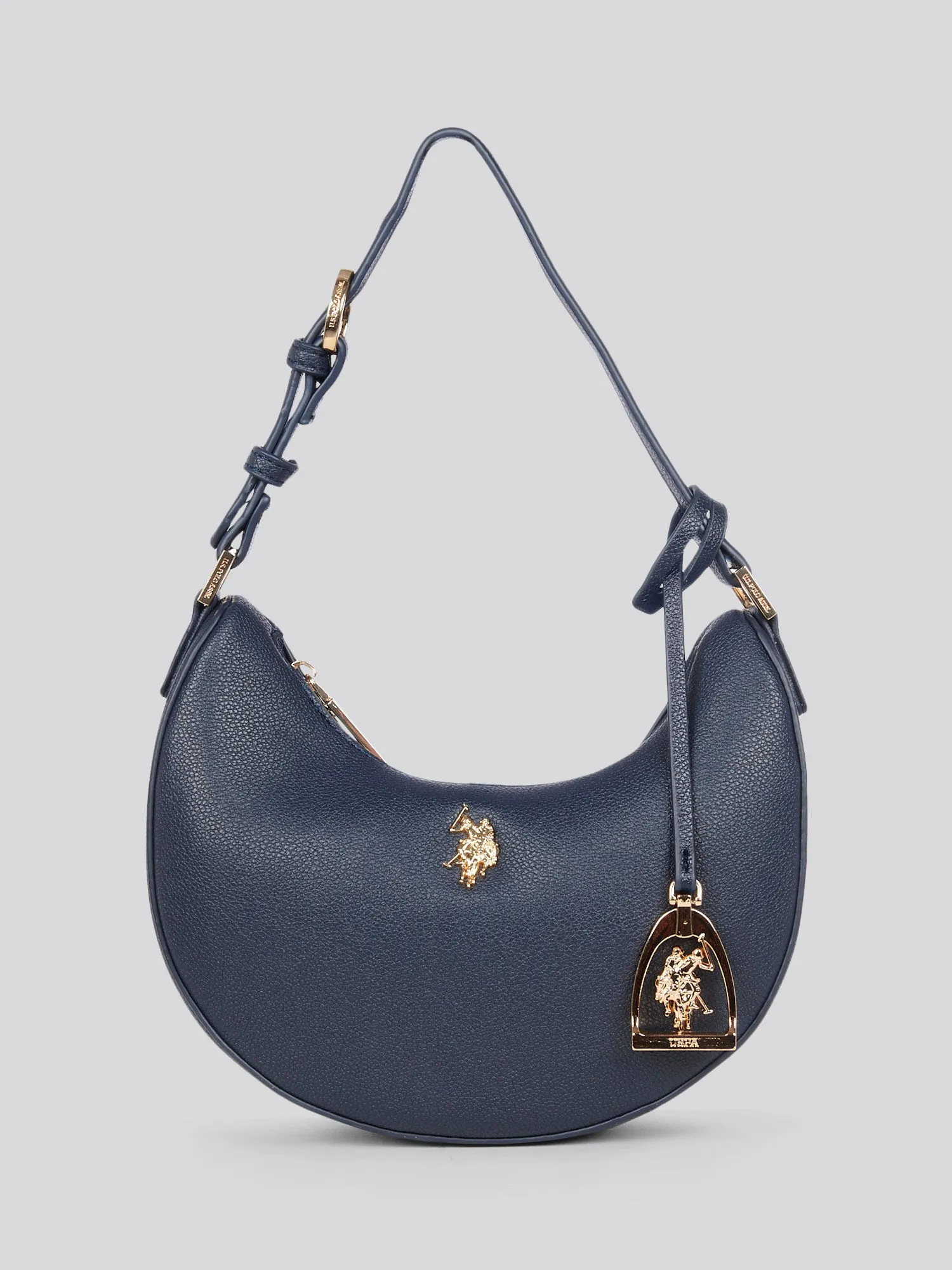 U.S. Polo Assn. Womens Jones Small Round Hobo Bag in Navy