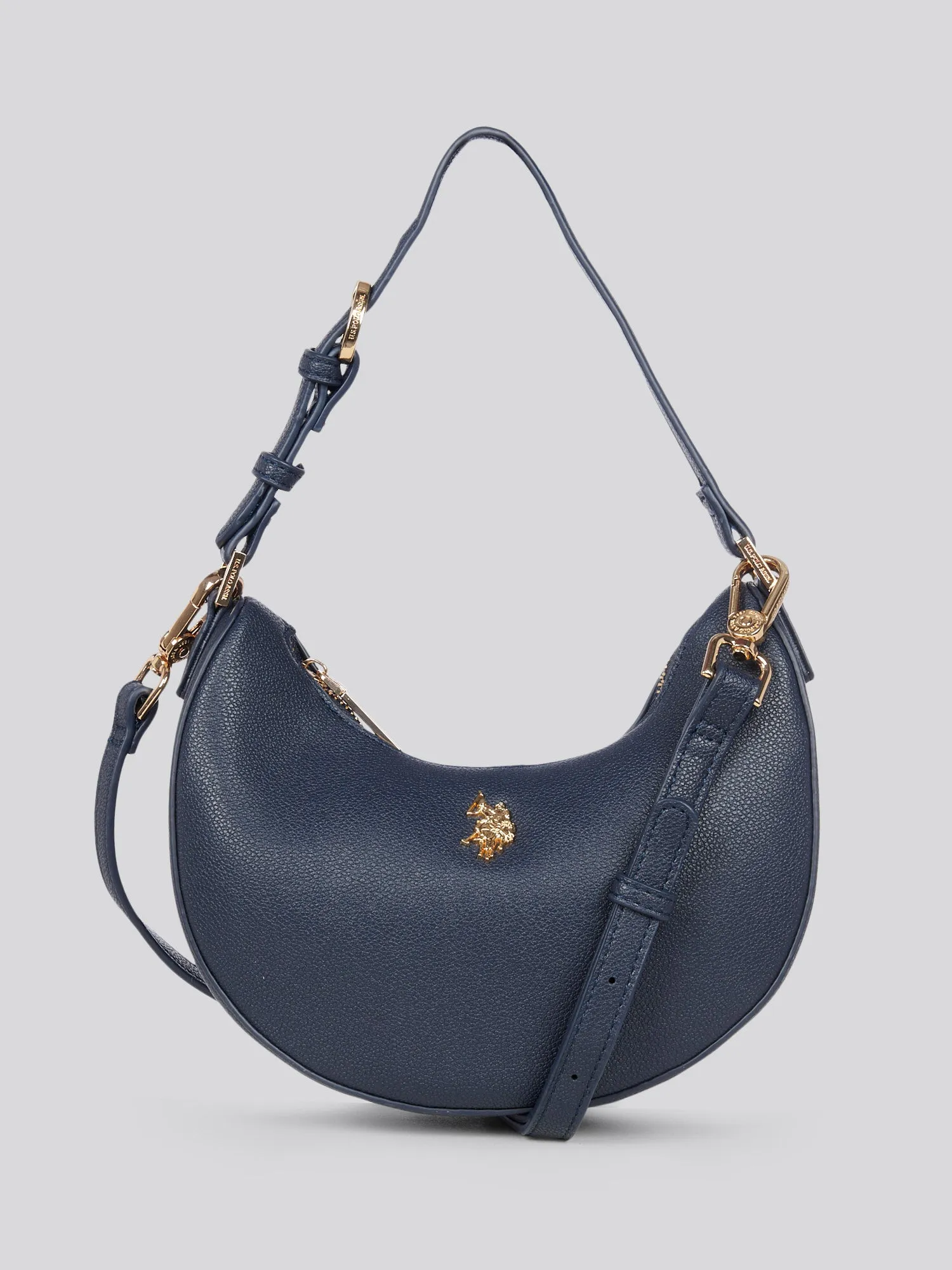 U.S. Polo Assn. Womens Jones Small Round Hobo Bag in Navy