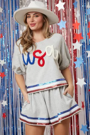 USA Embroidered Top