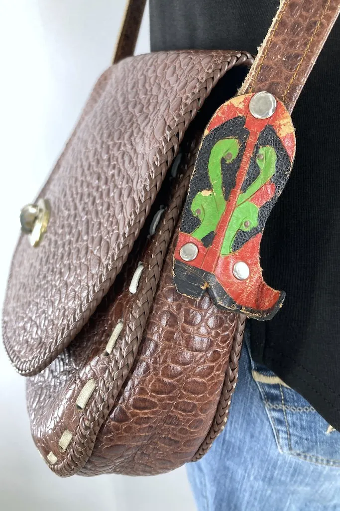 Vintage 1970s Cowgirl Boots Leather Purse