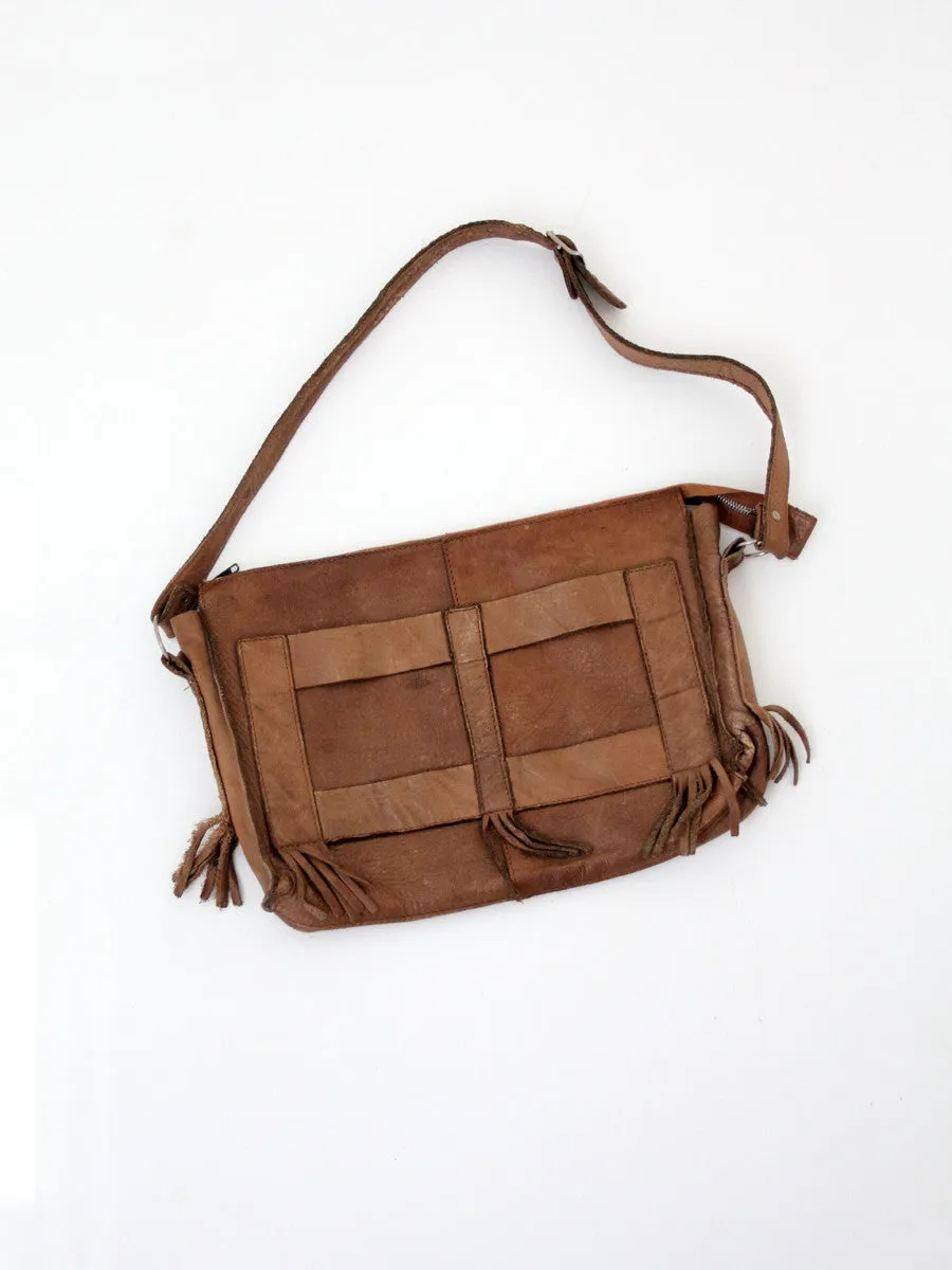 vintage 70s fringe leather purse