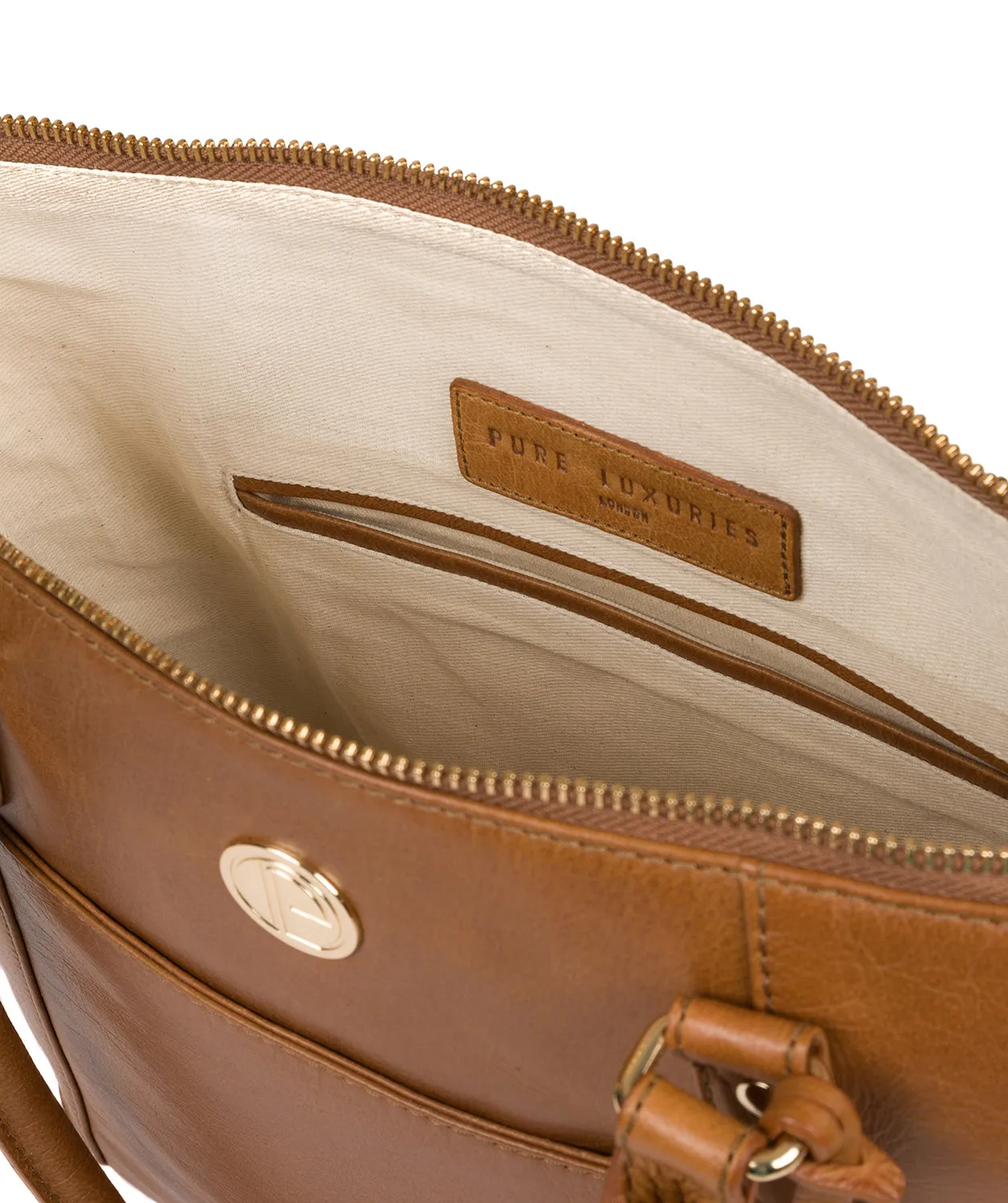 'Violet' Saddle Tan Leather Tote Bag