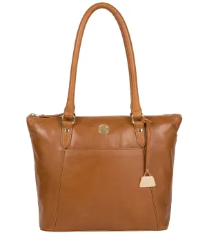 'Violet' Saddle Tan Leather Tote Bag