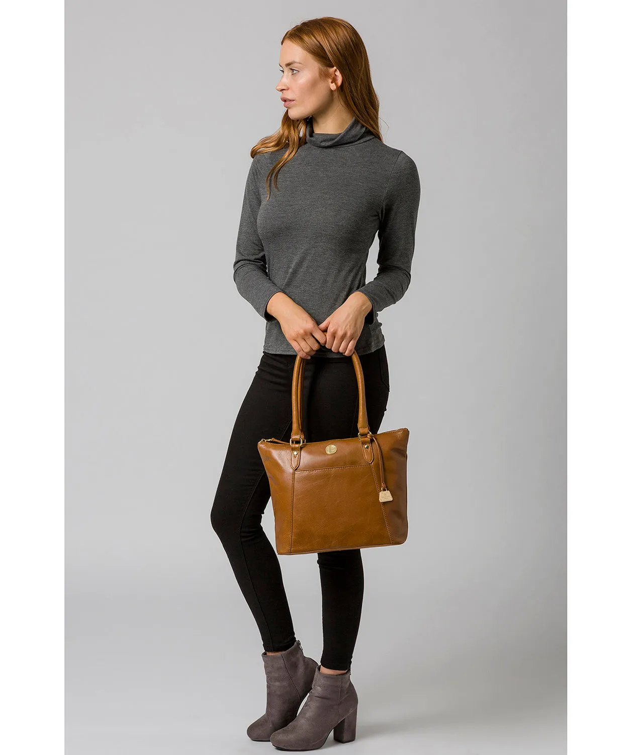 'Violet' Saddle Tan Leather Tote Bag