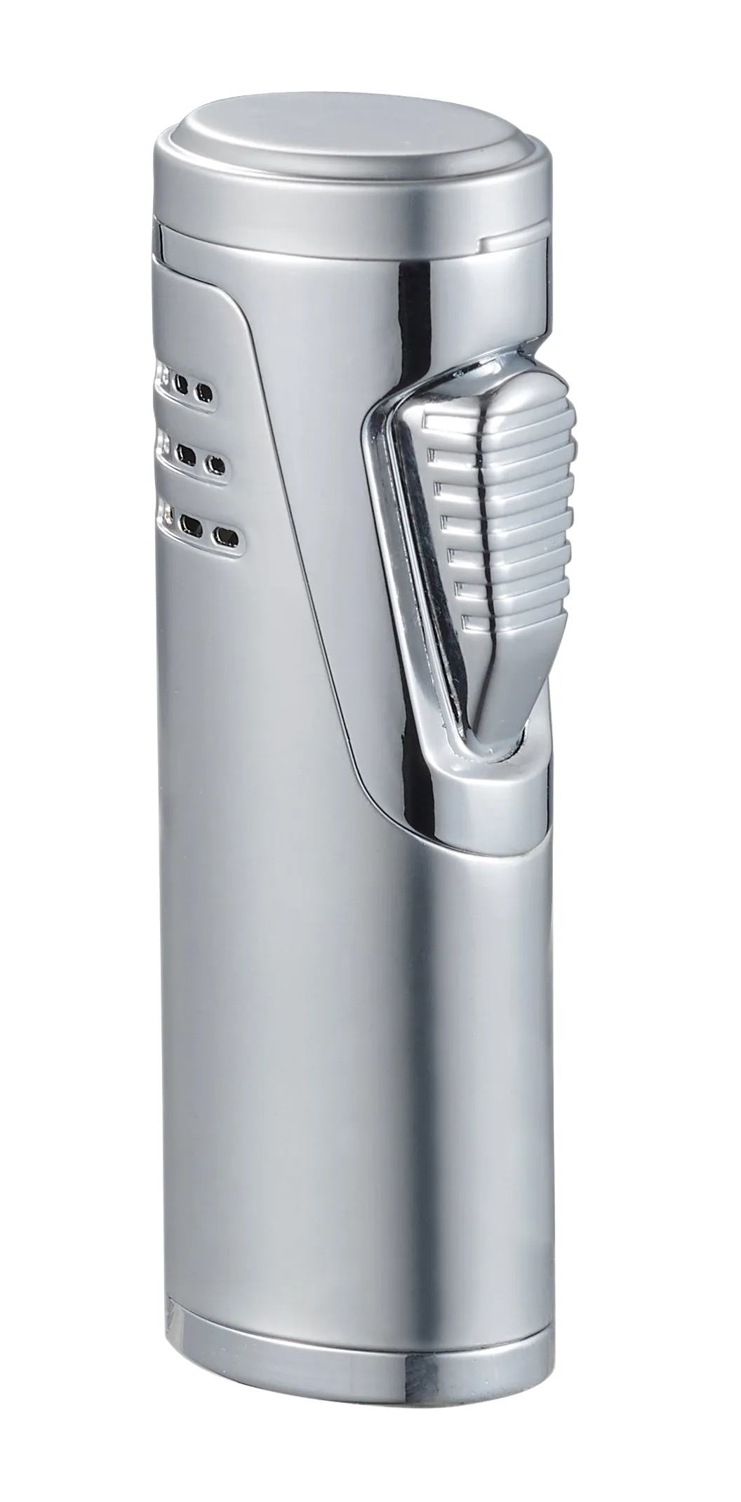 Visol Cradle Double Jet Torch Flame Lighter with Cigar Punch - Silver