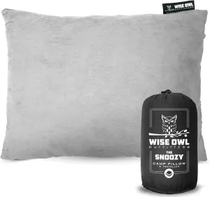 Wise Owl Outfitters Camping Pillow - Camping Essentials and Travel Pillow for Airplanes, - Memory Foam Washable Pillow -Medium, Grey