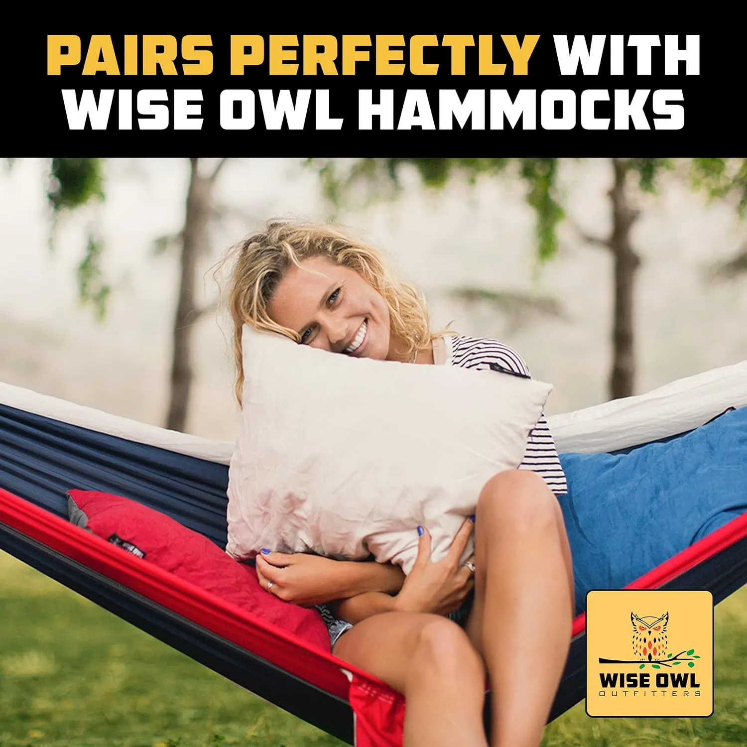 Wise Owl Outfitters Camping Pillow - Camping Essentials and Travel Pillow for Airplanes, - Memory Foam Washable Pillow -Medium, Grey