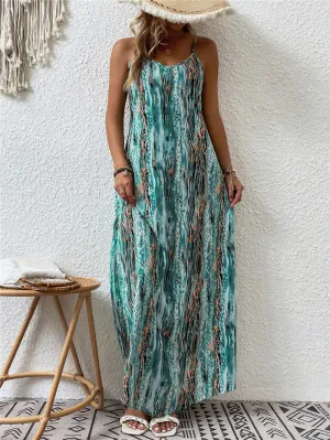 Women's summer printed suspender dress