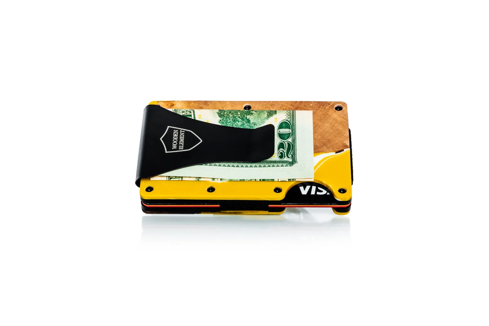 Wood and Resin Smart Wallet (Yellow and White)