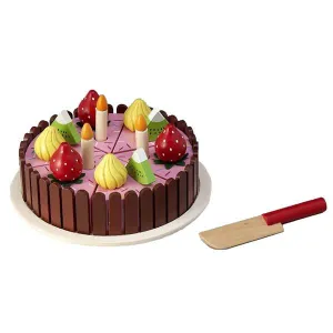 Wooden Toy Cake Strawberry and Chocolate with Candles