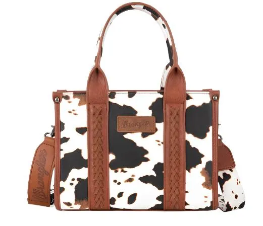 Wrangler Cow Print Concealed Carry Tote Crossbody Brown-WG133-8120SBR