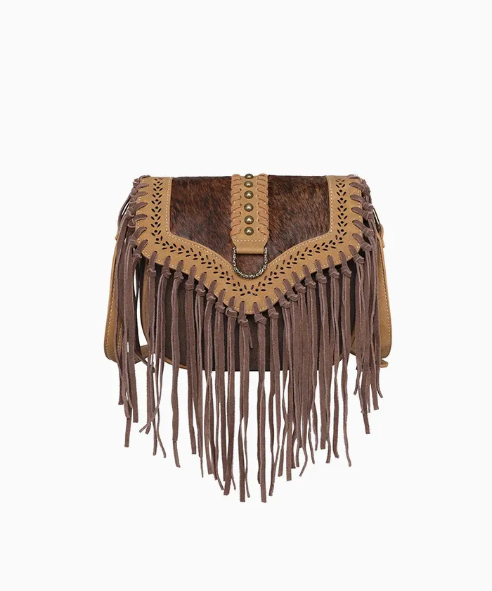 Wrangler Hair-On Cowhide Fringe Crossbody Bag