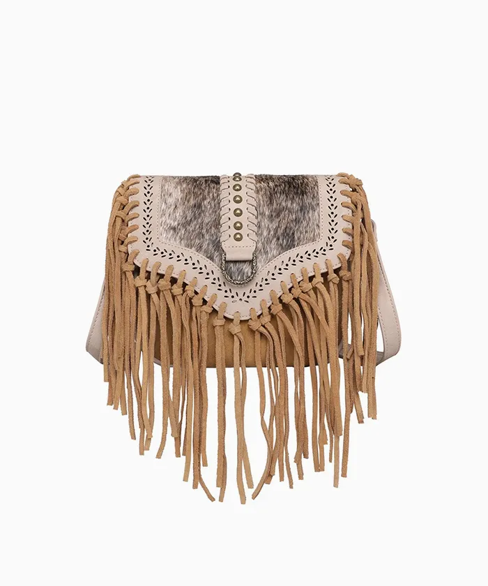 Wrangler Hair-On Cowhide Fringe Crossbody Bag