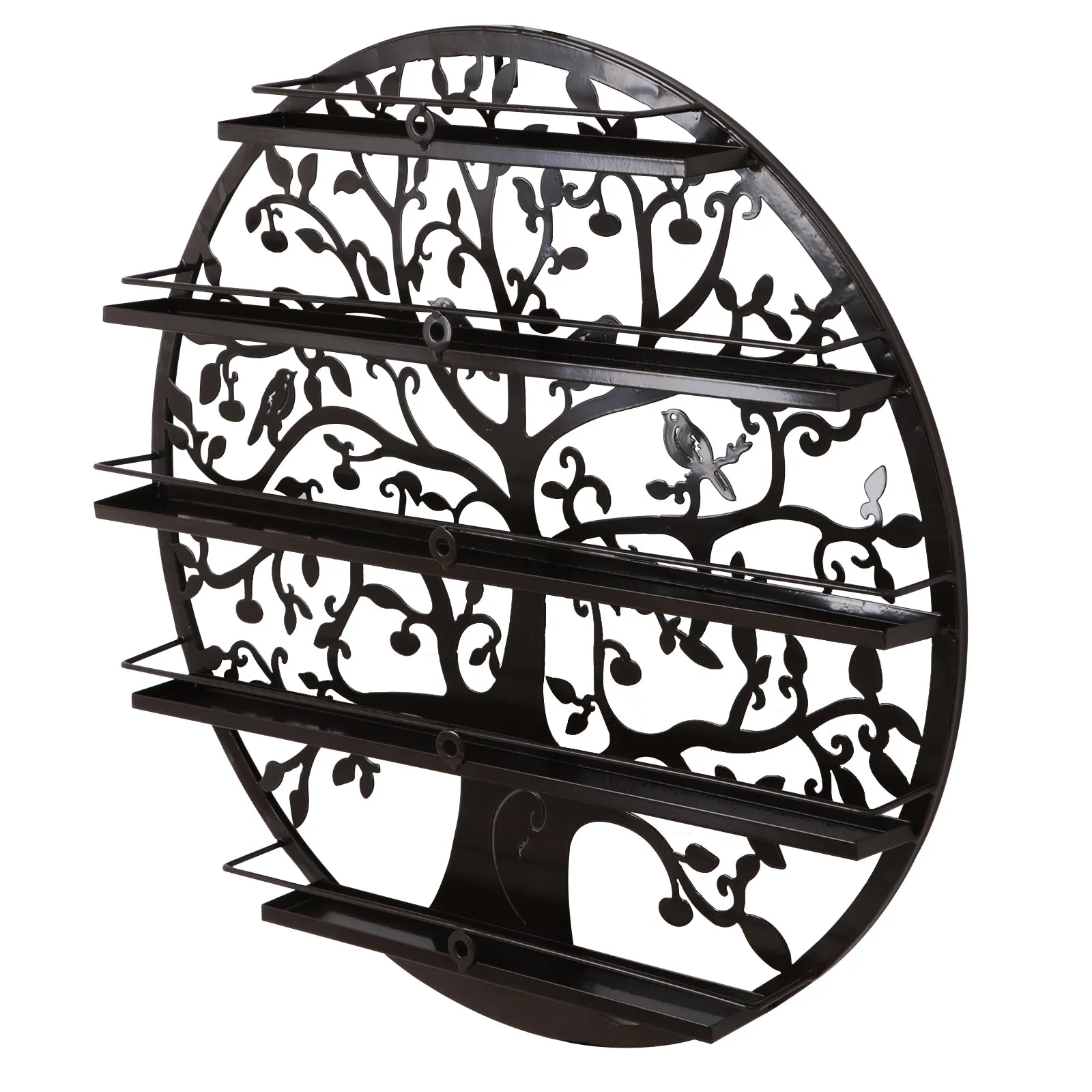 ZENY™5 Tier Nail Polish Rack Holder Wall Mount Round Salon Nail Organizer Storage Shelf,Tree Silhouette