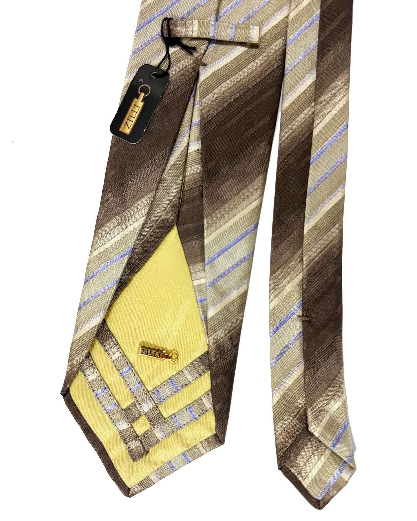 Zilli Sevenfold Tie Brown Stripes - Wide Necktie SALE